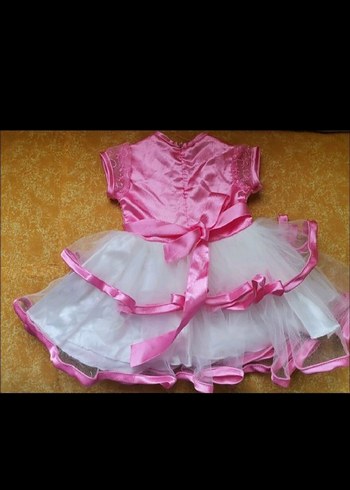 Pembe Nakışlı Kız Çocuk Elbisesi - Görsel 2