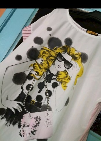 Kız Çocuk Baskılı Salaş Tişört - Görsel 3