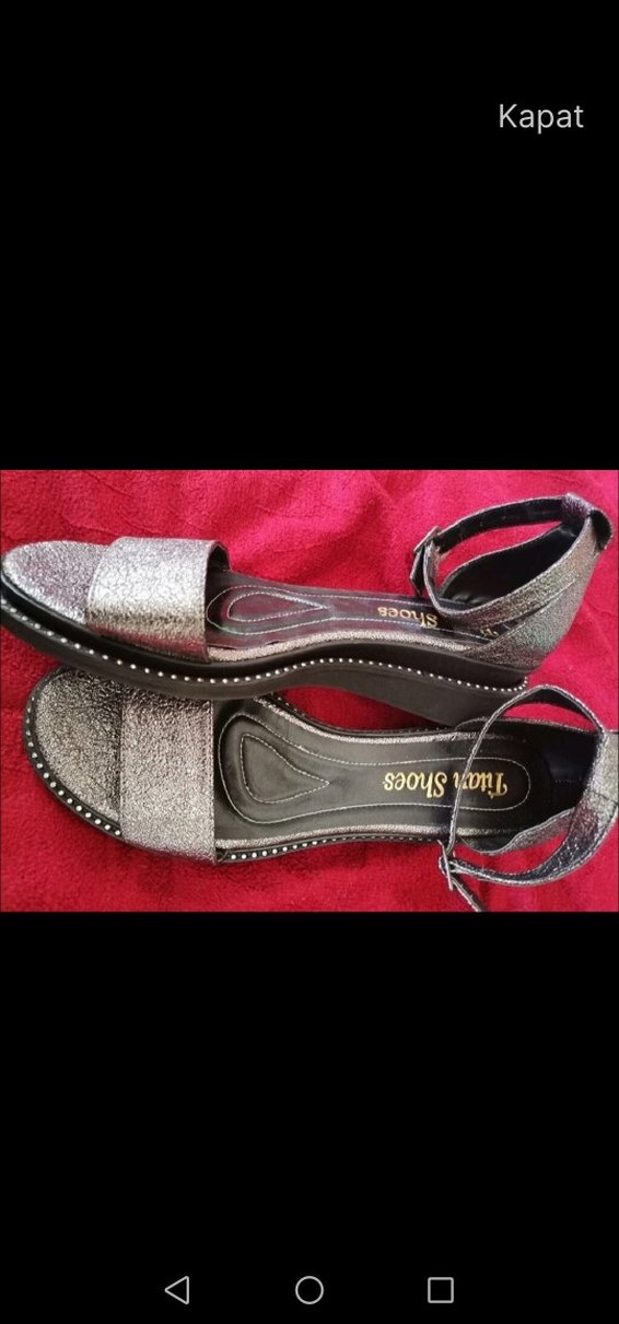 Gri  Dolgu topuklu sandalet.Titan shoes marka - Görsel 2