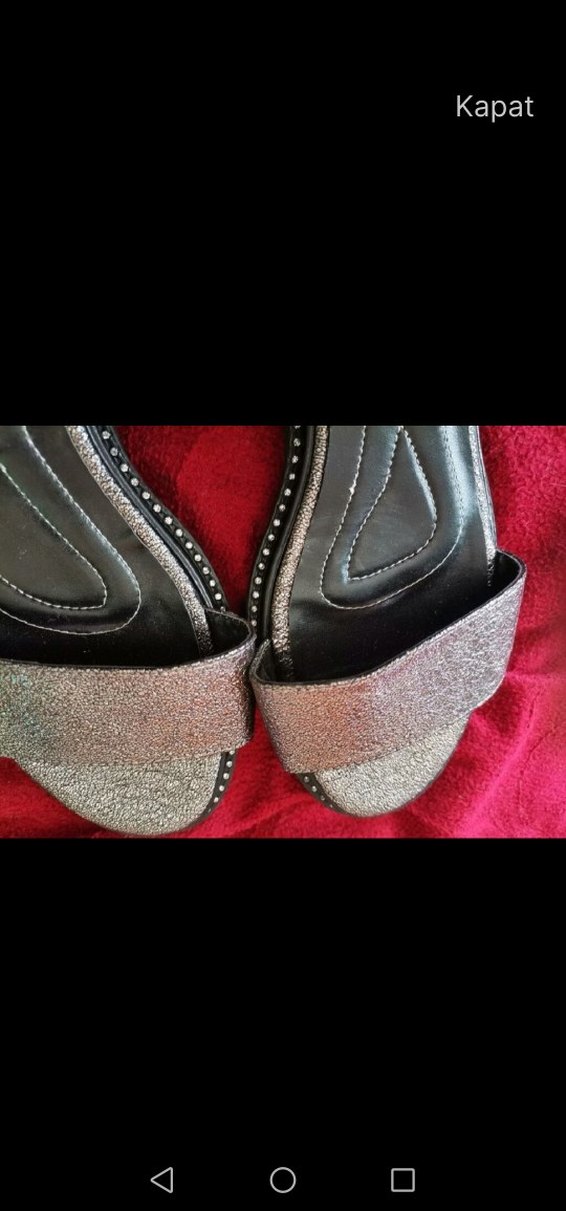 Gri  Dolgu topuklu sandalet.Titan shoes marka - Görsel 4