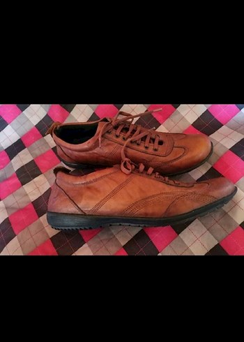 Kahverengi Deri Bağcıklı Erkek Spor Ayakkabı. Gerçek deri - Görsel 2