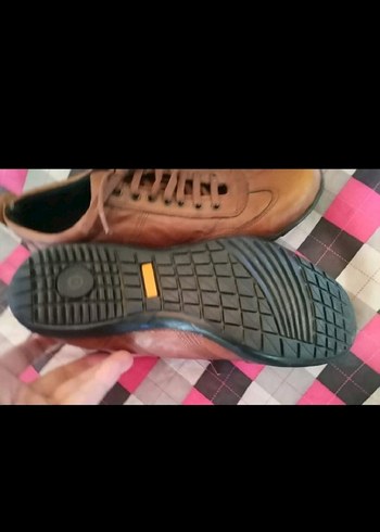 Kahverengi Deri Bağcıklı Erkek Spor Ayakkabı. Gerçek deri - Görsel 3