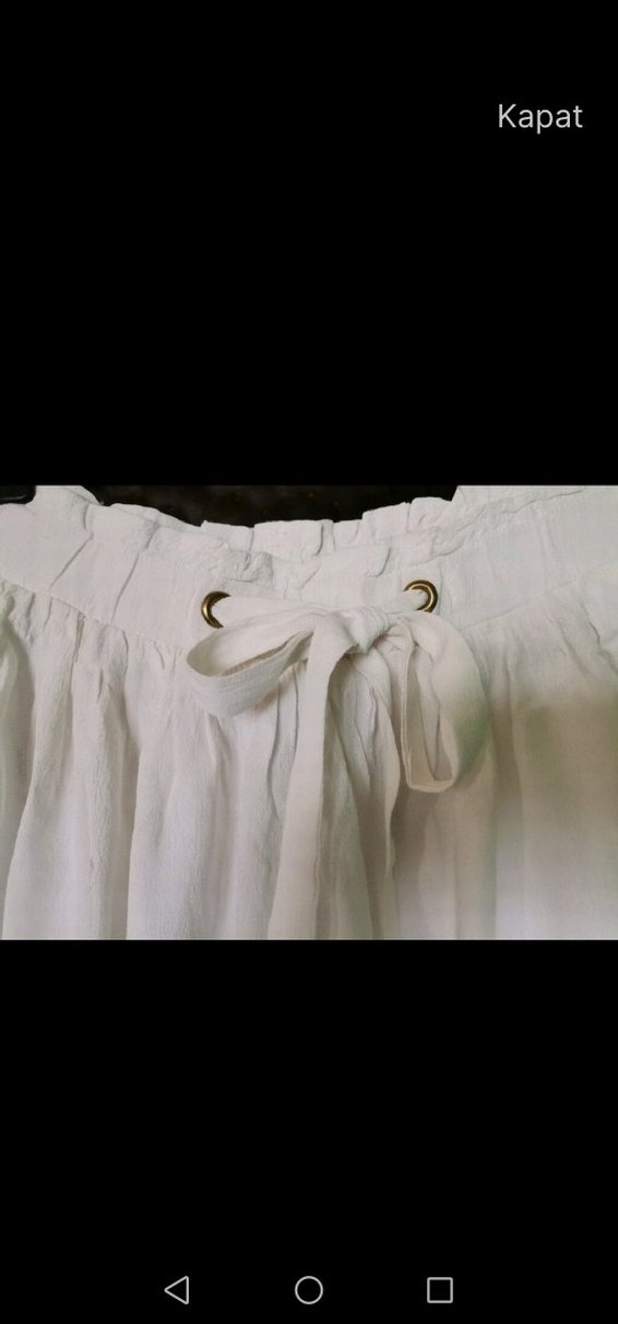 Beyaz Kemerli Keten Mini Etek. Offo marka - Görsel 3