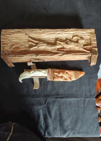 Kemik ve Ahşap oyma çalışılan av bıçağı - Görsel 10