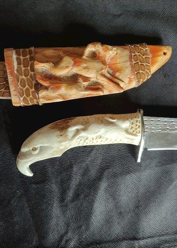 Kemik ve Ahşap oyma çalışılan av bıçağı - Görsel 9
