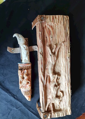 Kemik ve Ahşap oyma çalışılan av bıçağı - Görsel 2