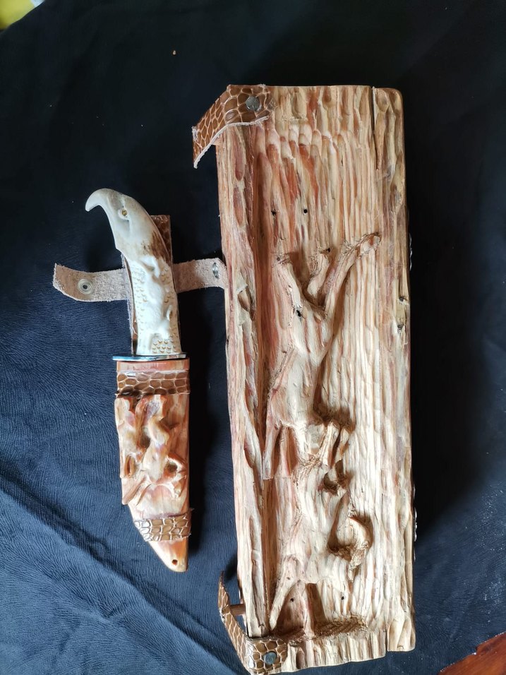 Kemik ve Ahşap oyma çalışılan av bıçağı - Görsel 2
