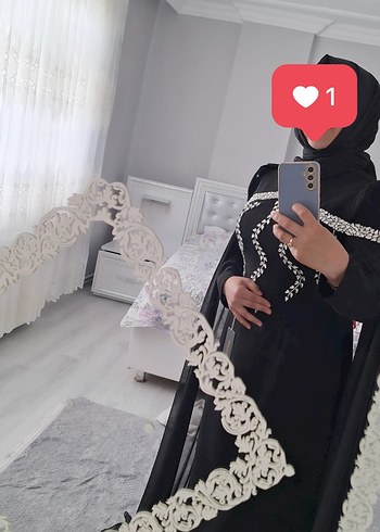 42 Beden siyah Renk Siyah İşlemeli Uzun Gotik Elbise