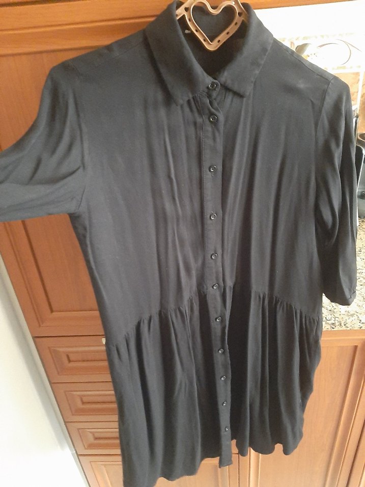 Düğmeli Siyah Midi  Tunik - Görsel 2