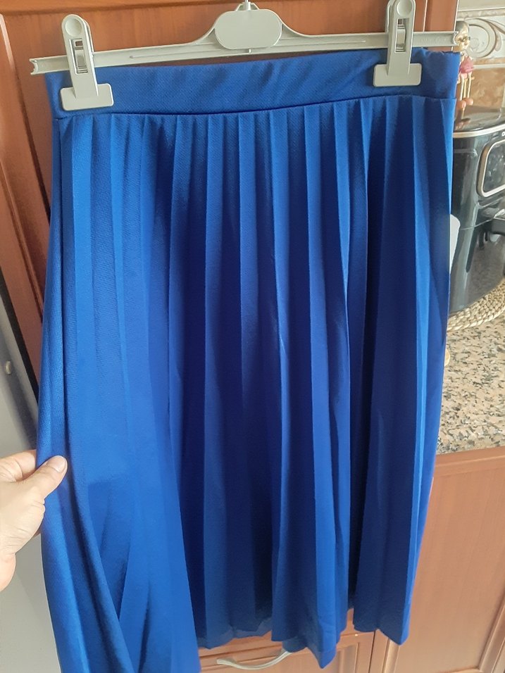 Mavi Pilili Midi Saten Etek - Görsel 2