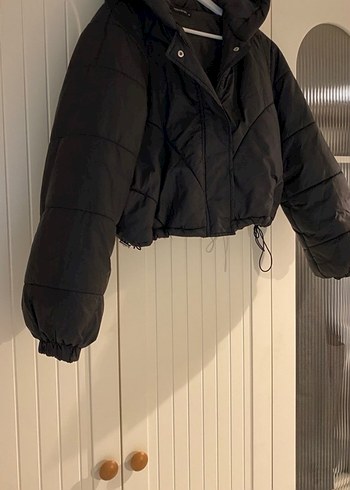 Düğmeli Siyah Mini Kadın Kışlık Mont - Görsel 2