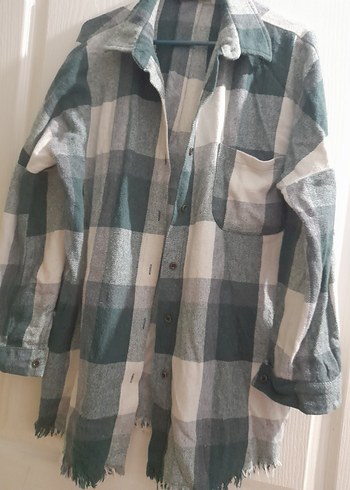 Gri Ekose Uzun Kollu Kadın Gömlek - Görsel 2