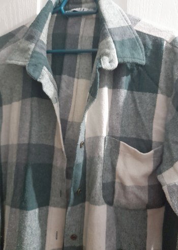 Gri Ekose Uzun Kollu Kadın Gömlek - Görsel 3