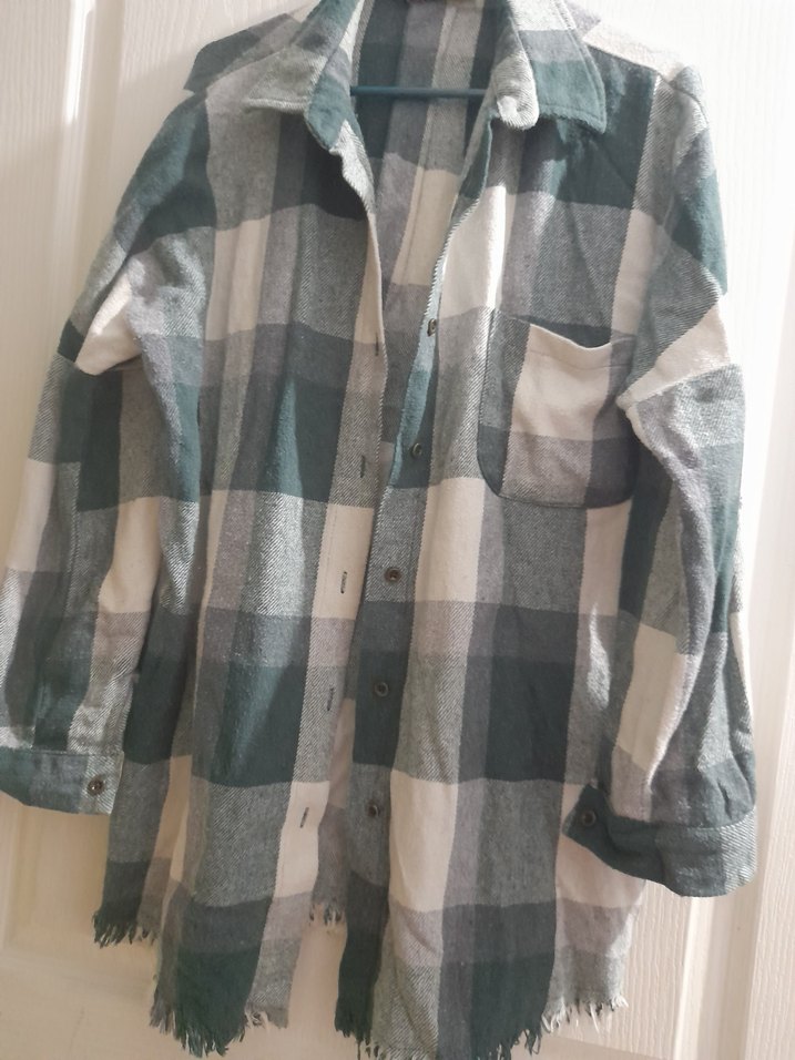 Gri Ekose Uzun Kollu Kadın Gömlek - Görsel 2