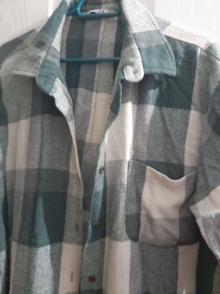 Gri Ekose Uzun Kollu Kadın Gömlek - Görsel 3