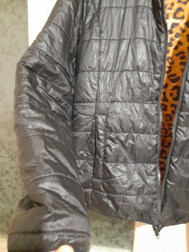 leopar detaylı cift tarafli giyilebilir Kapüşonlu Kadın Ceket - Görsel 3