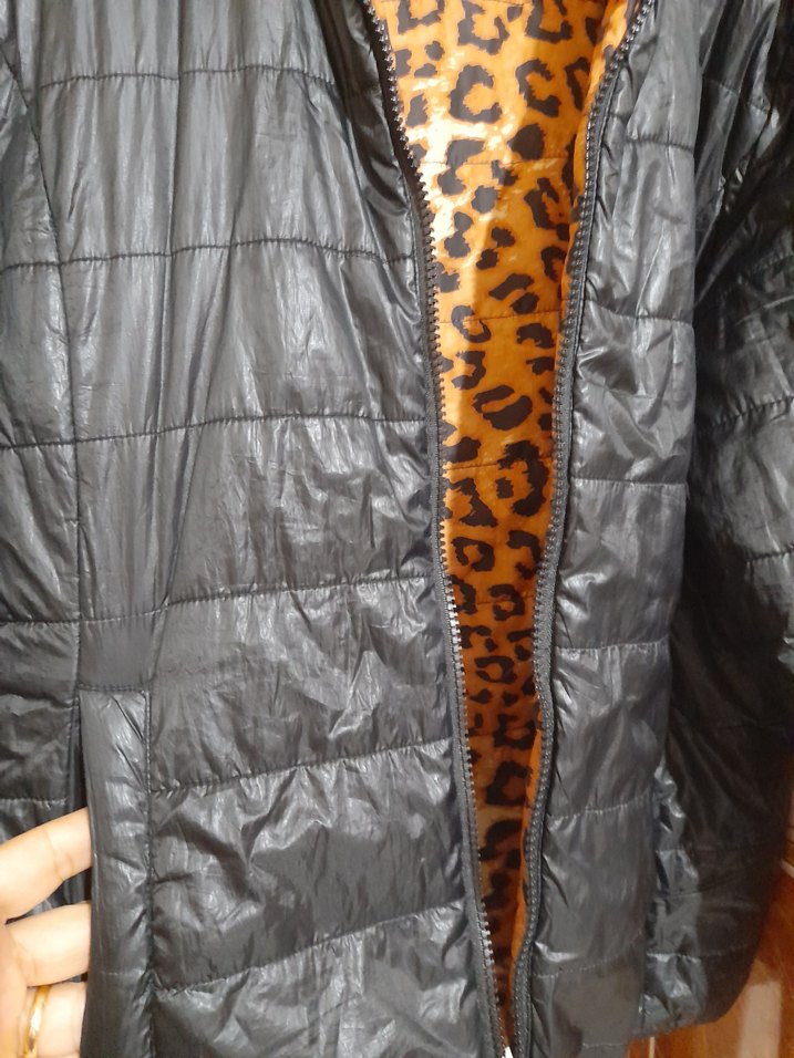 leopar detaylı cift tarafli giyilebilir Kapüşonlu Kadın Ceket - Görsel 2