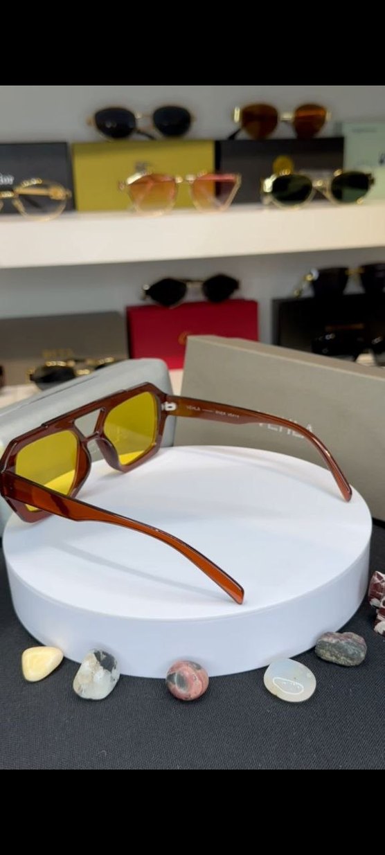 Şeffaf Sarı Minimalist Kadın Güneş Gözlüğü VEHLA - Görsel 2