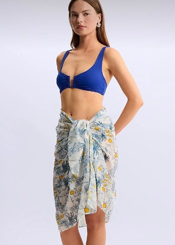 Beyaz Bohem Drapeli Kadın Pareo - Görsel 2