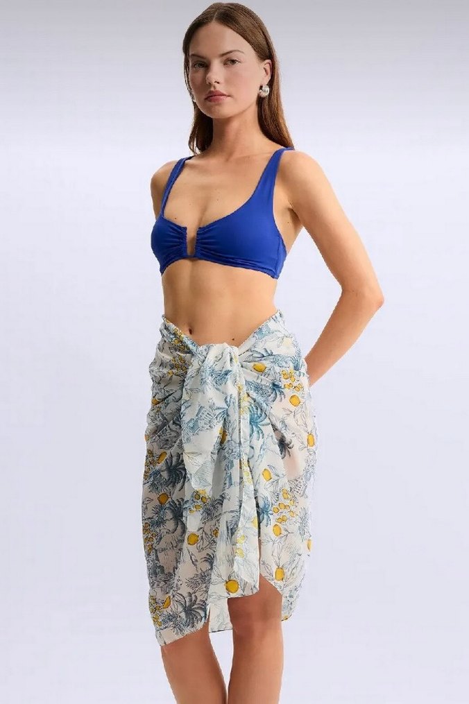 Beyaz Bohem Drapeli Kadın Pareo - Görsel 2