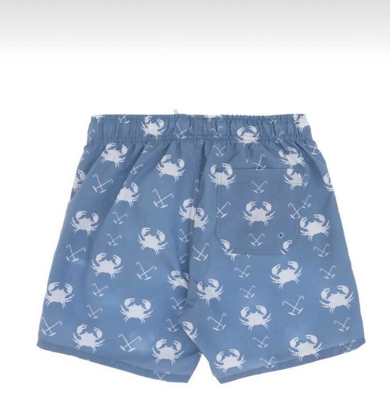 Erkek Çocuk Mavi Yengeç Desenli Deniz Şortu - Görsel 2