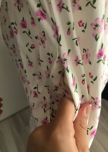 s Beden Pembe Çiçek Desenli Bohem Midi Elbise