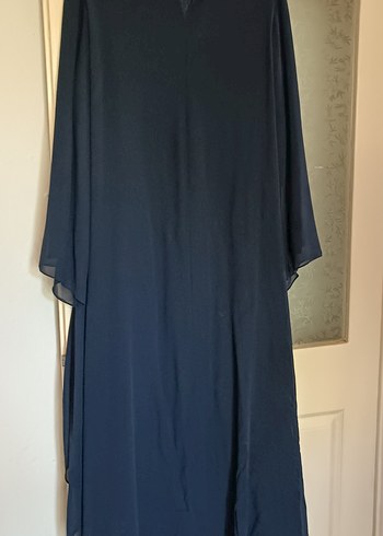 Drapeli Lacivert Uzun Kollu Abiye Elbise - Görsel 2