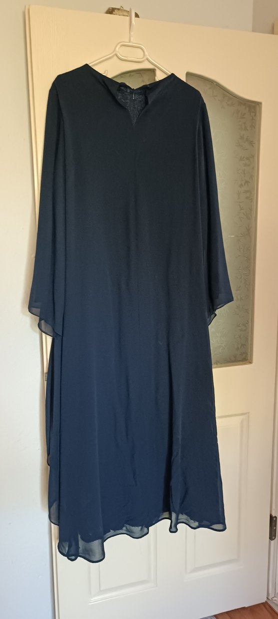 Drapeli Lacivert Uzun Kollu Abiye Elbise - Görsel 2