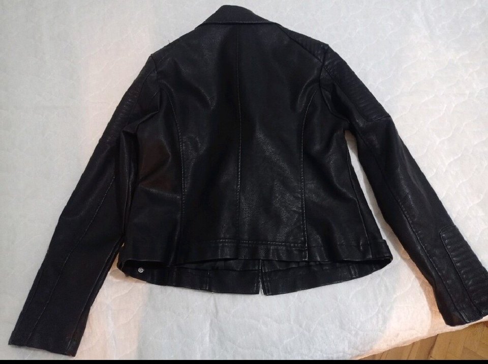 Siyah Deri Biker Kadın Ceket - Görsel 2