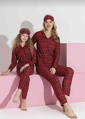 Kırmızı Ekoseli Kadın Pijama Takımı - Görsel 5
