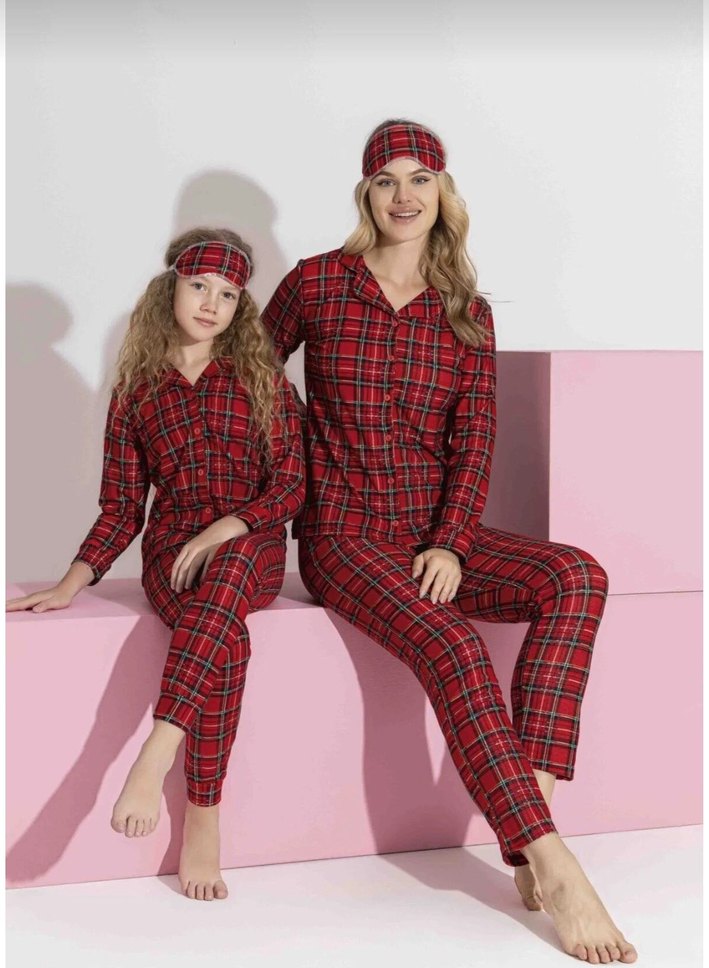 Kırmızı Ekoseli Kadın Pijama Takımı - Görsel 5