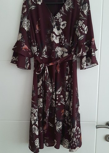 Bohem Bordo Midi Elbise