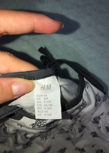 H&M Kız Çocuk Gri Desenli Askısız Pamuk Elbise