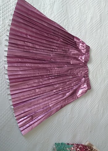 Parlak Pembe Pilili Uzun çocuk Eteği