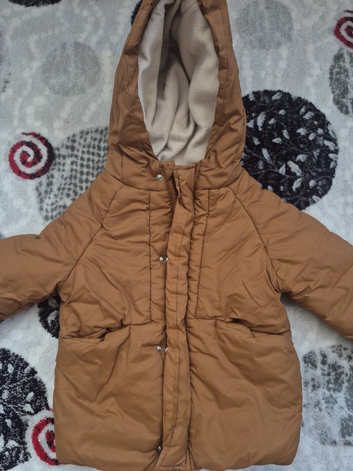 Erkek Çocuk Kapüşonlu Kahverengi Mont - Görsel 2