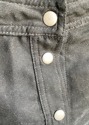 42 Beden Düğmeli Siyah Kadın Mini Süet Etek