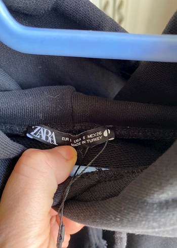 Zara Siyah Örgü Midi Kapüşonlu Sweatshirt