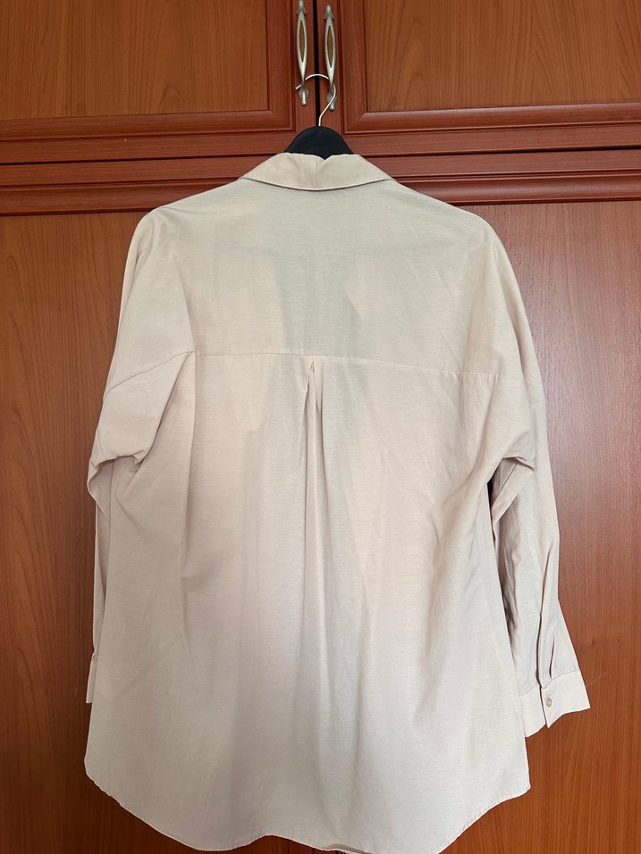 Bej Kadın Keten Gömlek - Görsel 3