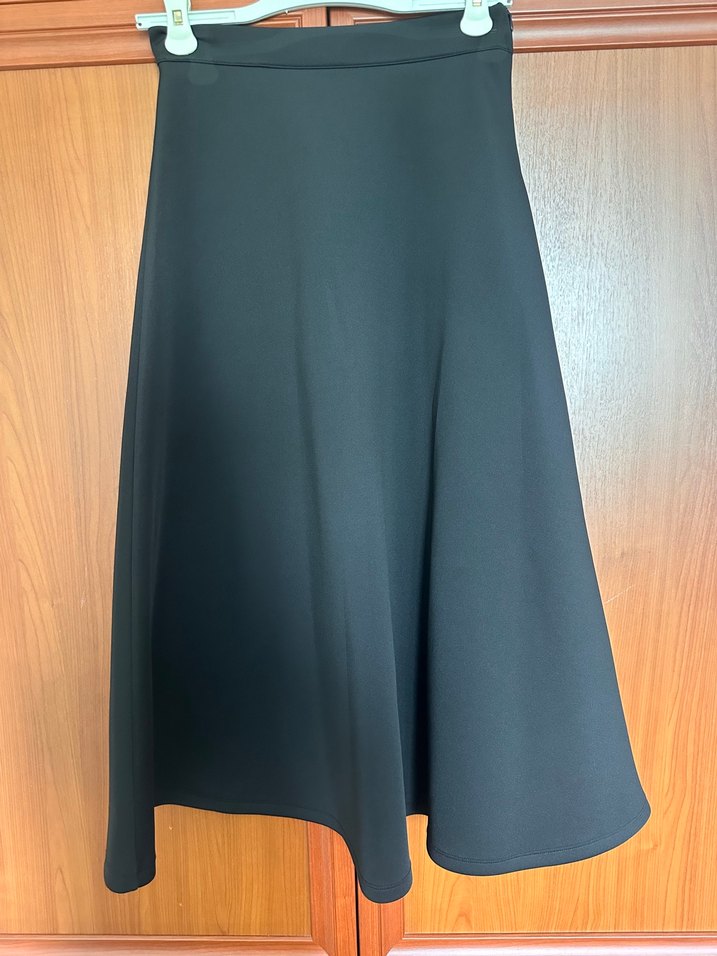 Drapeli Siyah Kadın Uzun Etek - Görsel 2