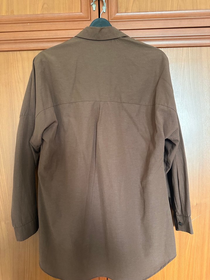 Düğmeli Keten Kadın Gömlek - Görsel 3