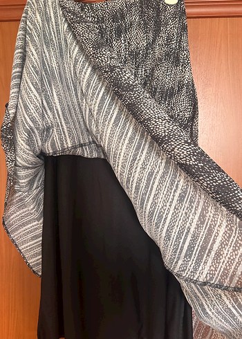 Gri Yılan Desenli Piliseli Uzun Etek - Görsel 3