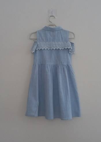 Diğer Kolsuz Fırfırlı Denim Kız Elbisesi