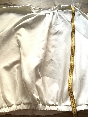 44 Beden beyaz Renk Omuz ve kol büzmeli Sweatshirt