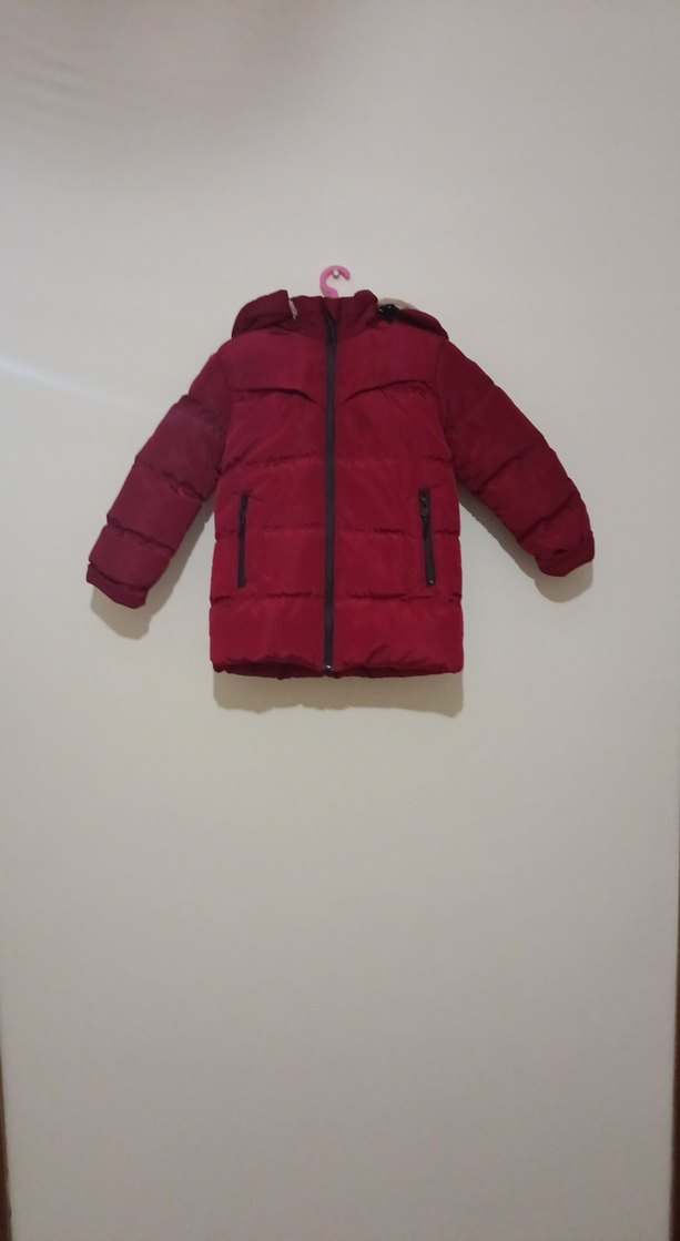 Bordo Erkek Çocuk Kürklü Mont - Görsel 2