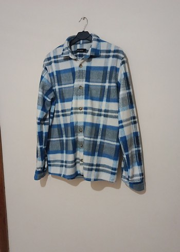 Mavi Gri Kareli Düğmeli Erkek Gömlek - Görsel 2