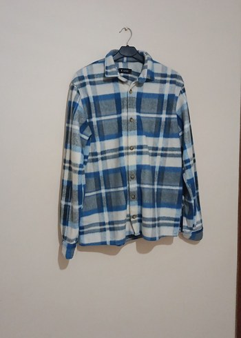 Mavi Gri Kareli Düğmeli Erkek Gömlek - Görsel 3