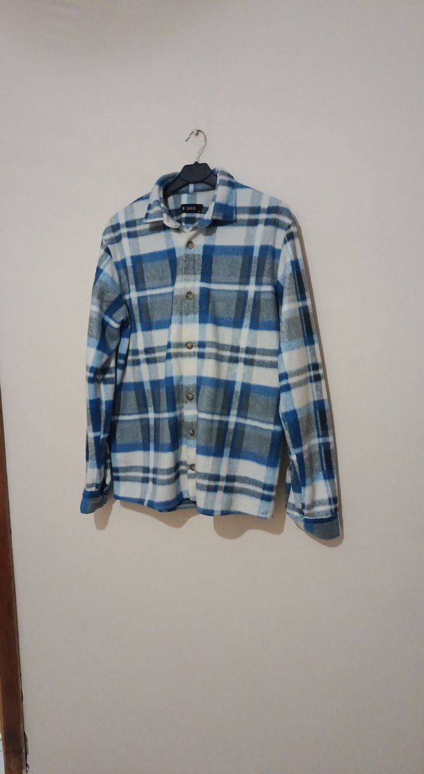 Mavi Gri Kareli Düğmeli Erkek Gömlek - Görsel 2