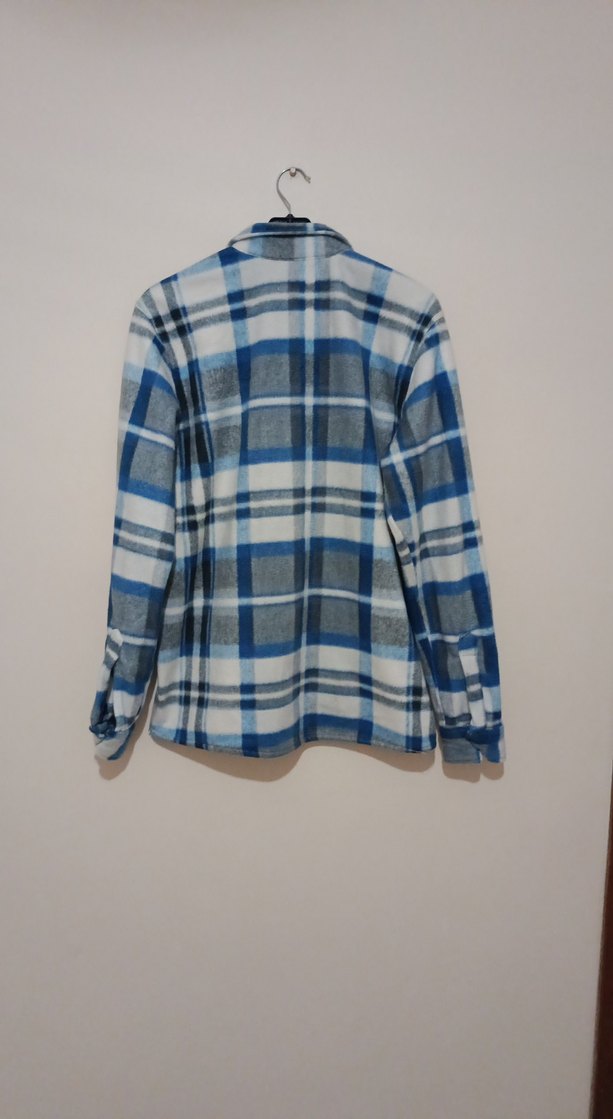 Mavi Gri Kareli Düğmeli Erkek Gömlek - Görsel 4