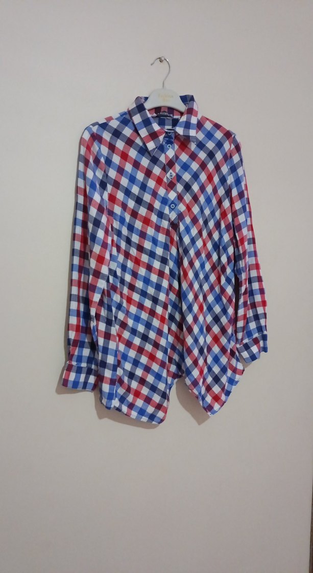 Renkli Ekose Desenli Uzun Kollu Kadın Gömlek - Görsel 3