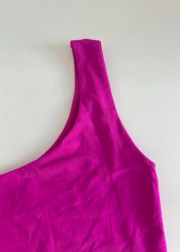 Diğer Pembe Tek Omuzlu Crop Top
